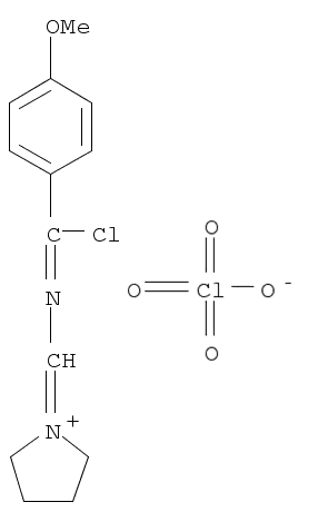 Molecular Structure of 58415-31-9 (Pyrrolidinium,1-[[[chloro(4-methoxyphenyl)methylene]amino]methylene]-, perchlorate)